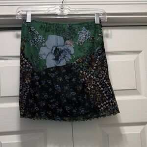 Urban Outfitters A-Line Skirt - Green and Black Floral